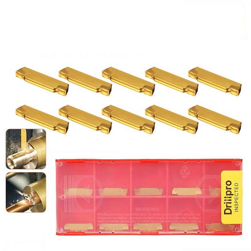Drillpro 10Pcs MGMN200-G Carbide Inserts Blades For MGEHR/MGIVR Grooving Cut-off Tool Carbide Insert