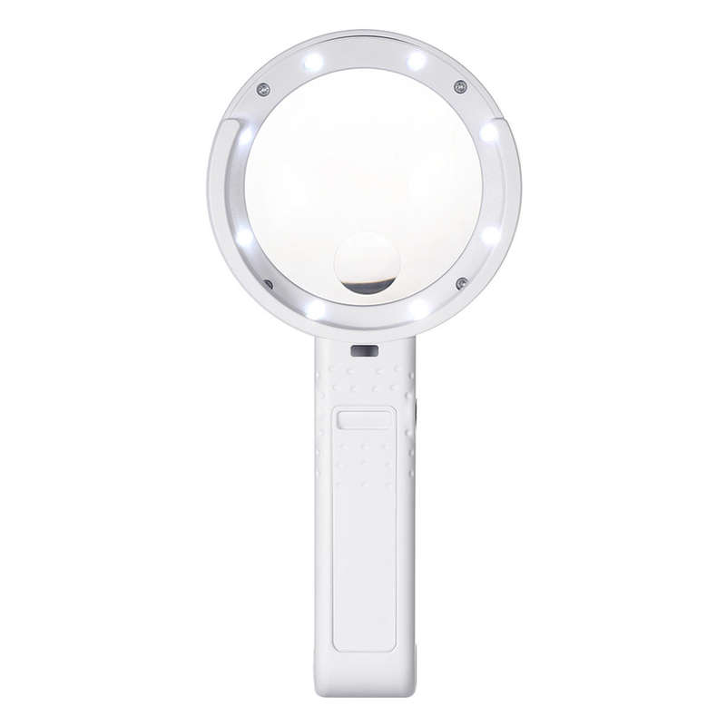 Handheld Portable Foldable Lamp Illuminated Magnifier 5X 11X Magnifying Table 8 LED Lights Loupe Mag