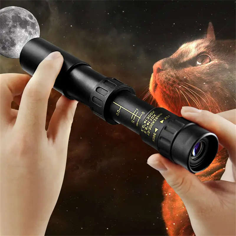 10-300x Zoom Mini Extendable HD Portable Monocular Telescope Manual Focus Long Range High Definition