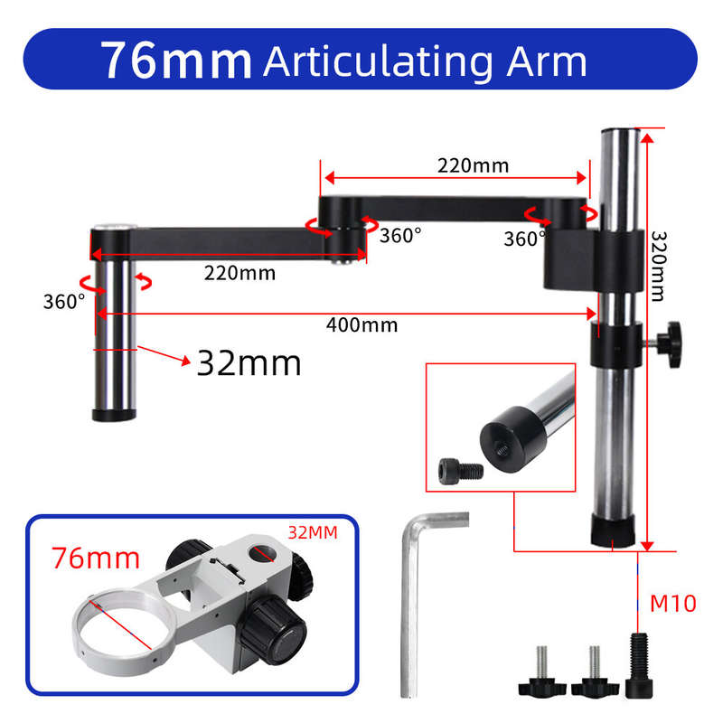 HAYEAR Articulating Arm Clamp Microscope Bracket 76mm 50mm Focusing Holder For Stereo Microscope Mon