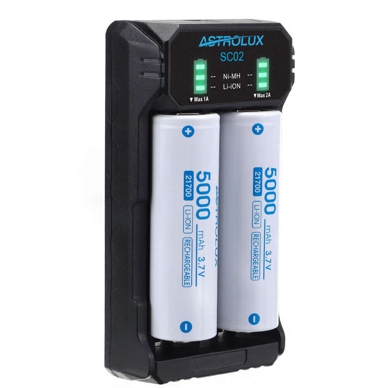 ASTROLUX SC02 Type-C QC 3.0 Quick Charge USB Battery Charger Dual-slots For Li-ion/IMR/INR/ICR Ni-MH
