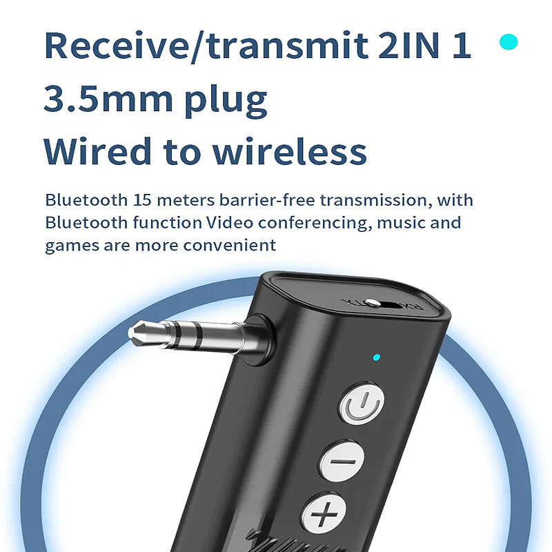 D28 3 in 1 bluetooth Transmitter Receiver 3.5mm Audio AUX Adapter Supports TF Card Hand-Free Call fo