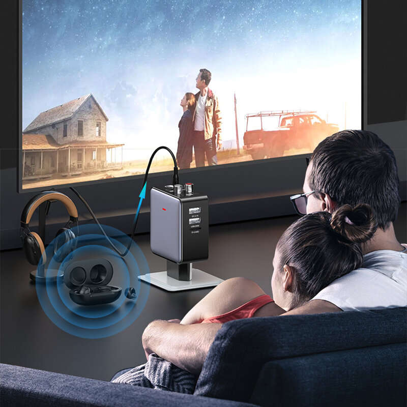 OMS-H6 bluetooth 5.3 Audio Transmitter Receiver 3.5mm AUX/RCA/U-Disk/TF/USB/6.5mm MIC Karaoke HIFI S