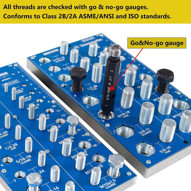 38 2 in 1 Nut and Bolt Thread Checker Bolt Size and Thread Identifier Gauge Standard and Metric Bolt