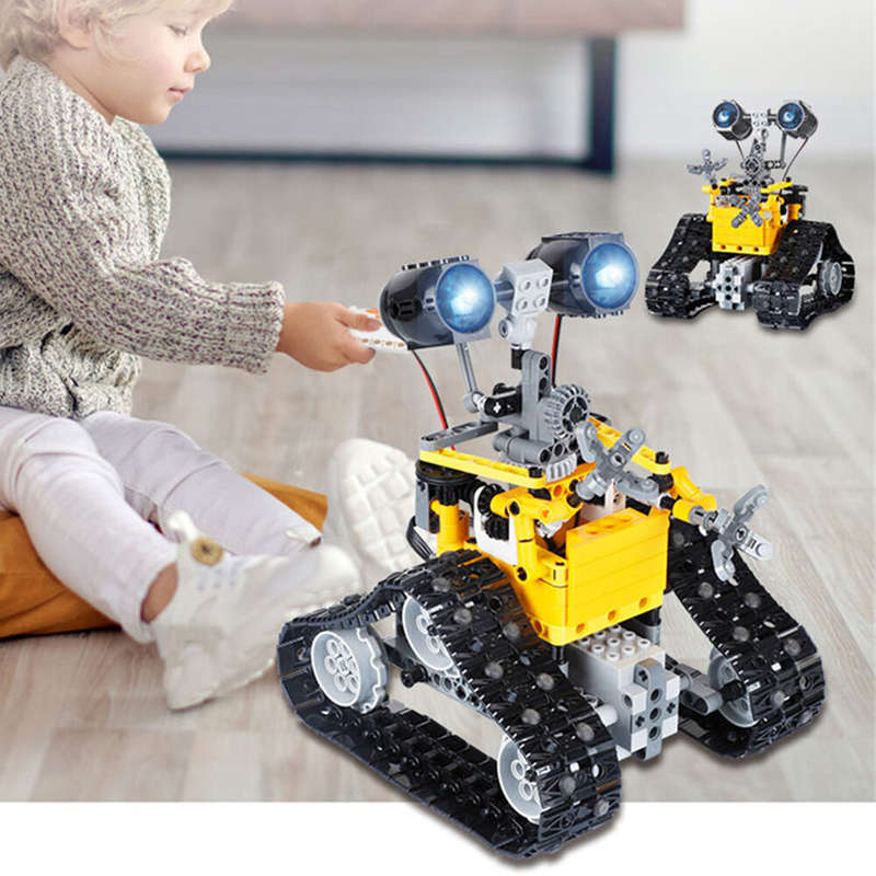 395PCS 2.4GHz Remote Control Assembly Robot Building Blocks Set Educational Intelligent Crawler Car