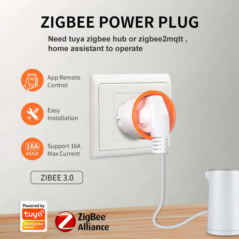 Tuya ZIGBE 3.0 Smart Socket EU Plug 16A Outlet Wireless Remote Phone Control Voice Controller Work w