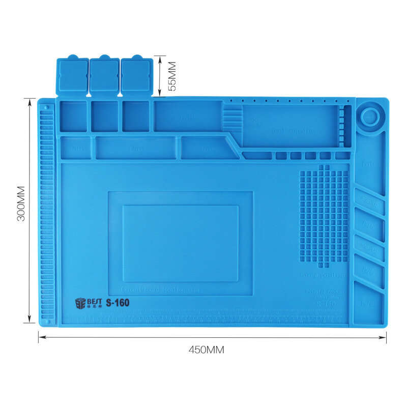 BEST S160 Magnetic Heat Insulation Silicone Pad Desk Mat Maintenance Platform BGA Soldering Repair S