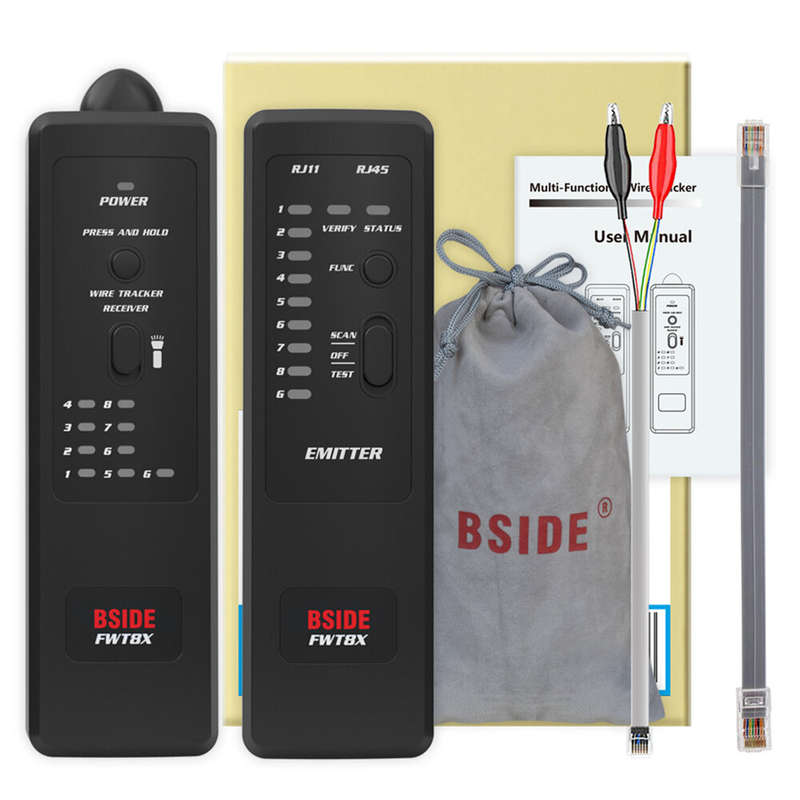 BSIDE FWT8X Network Cable Tracker Detecteur RJ11/45 Lan Ethernet Phone Wire Tester Finder Telecom To