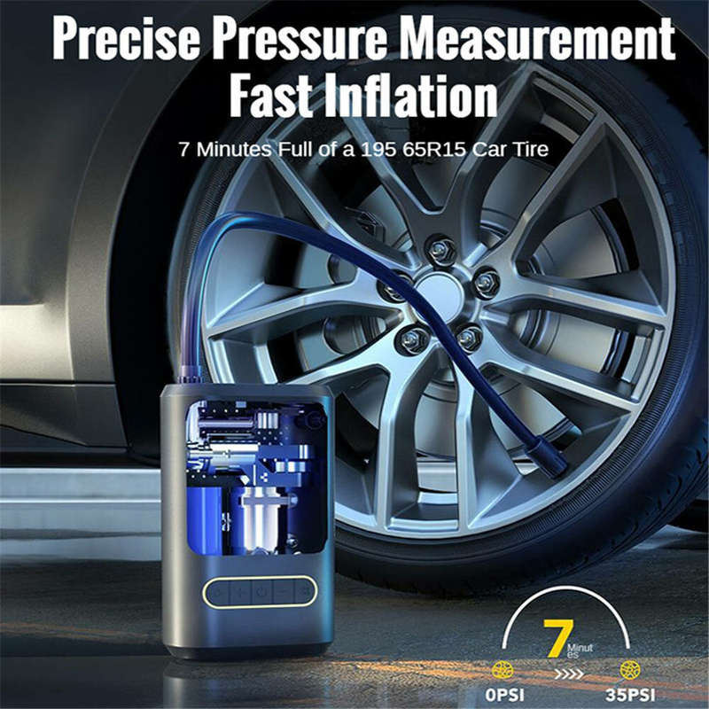 Tire Inflator Portable Air Compressor 150PSI Cordless Air Pump with LCD Dual Screen Suitable for Car