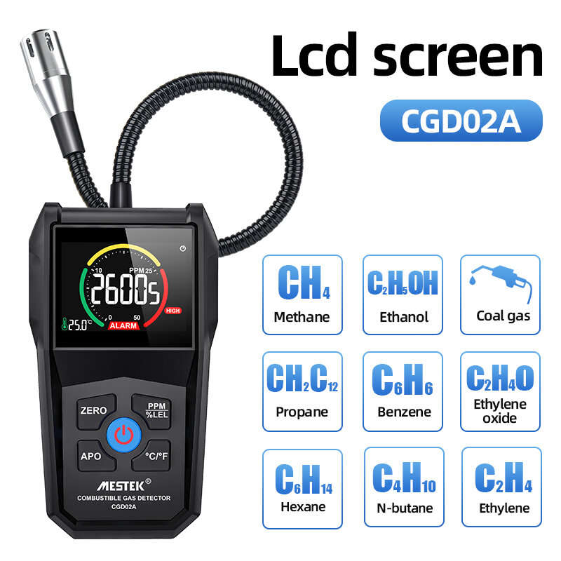 MESTEK CGD-02A Digital Gas Tester Gas Sensor Air Quality Monitor Gas Leak Sensor Gas Analyzer Automo