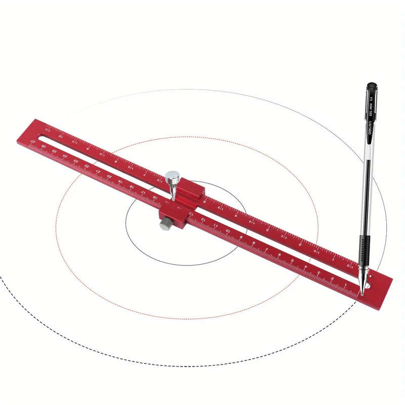 300mm Woodworking Ruler with Slide Stops Adjustable Circular Drawing Ruler Carpenty Square Aluminium