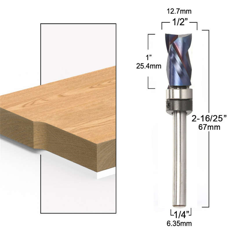 Blue Nano Coated High-End Milling Cutter Hard Alloy Extended Shaft Versatile Woodworking Tool Superi