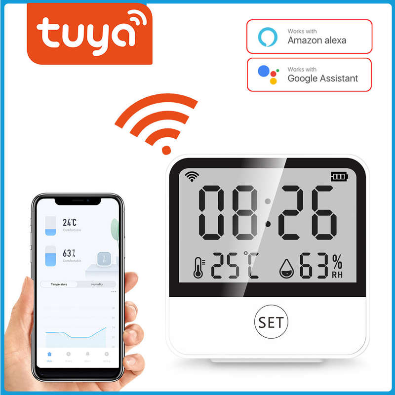 Smart Home Digital Indoor Hygrometer Thermometer Wi-Fi Enabled Temperature and Humidity Sensor with
