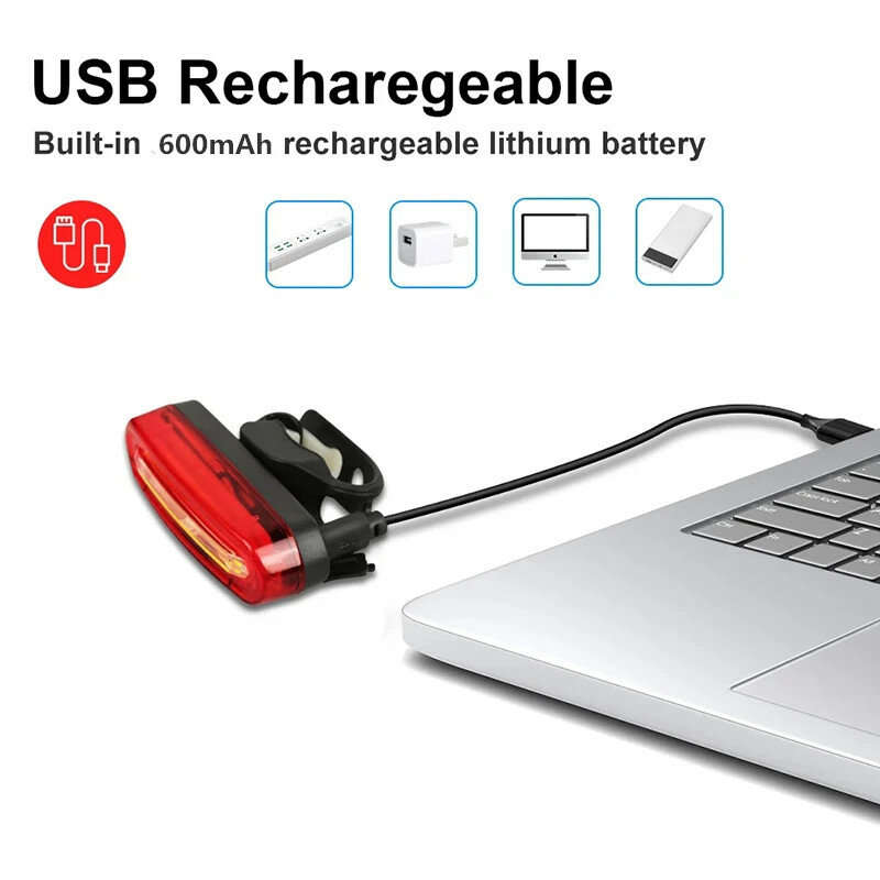 INBIKE Bike Taillight 600mAh Battery 4 Light Modes USB Rechargeable Waterproof Bicycle Rear Light fo