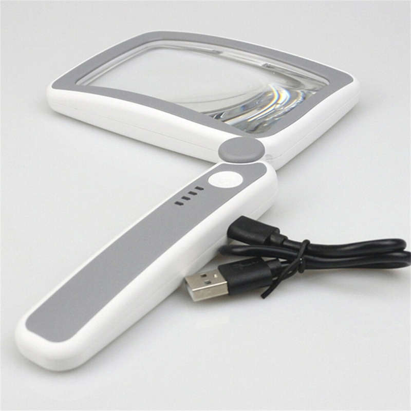 4X Magnifying Lens Handheld Eye-Loupe Magnifier for Coins Stamps Jewelry LED Illuminated Rechargeabl