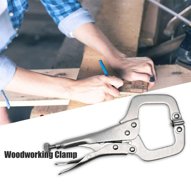 6.5 Inch Heavy Duty C Clamp Locking Pliers Carbon Steel with Swivel Pads for Woodworking Welding Adj