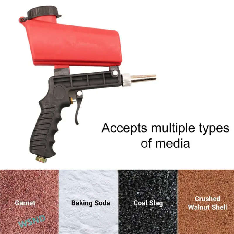 Portable Gravity Pneumatic Sandblasting Gun 90psi High-Pressure Adjustable Flow Large Capacity Versa