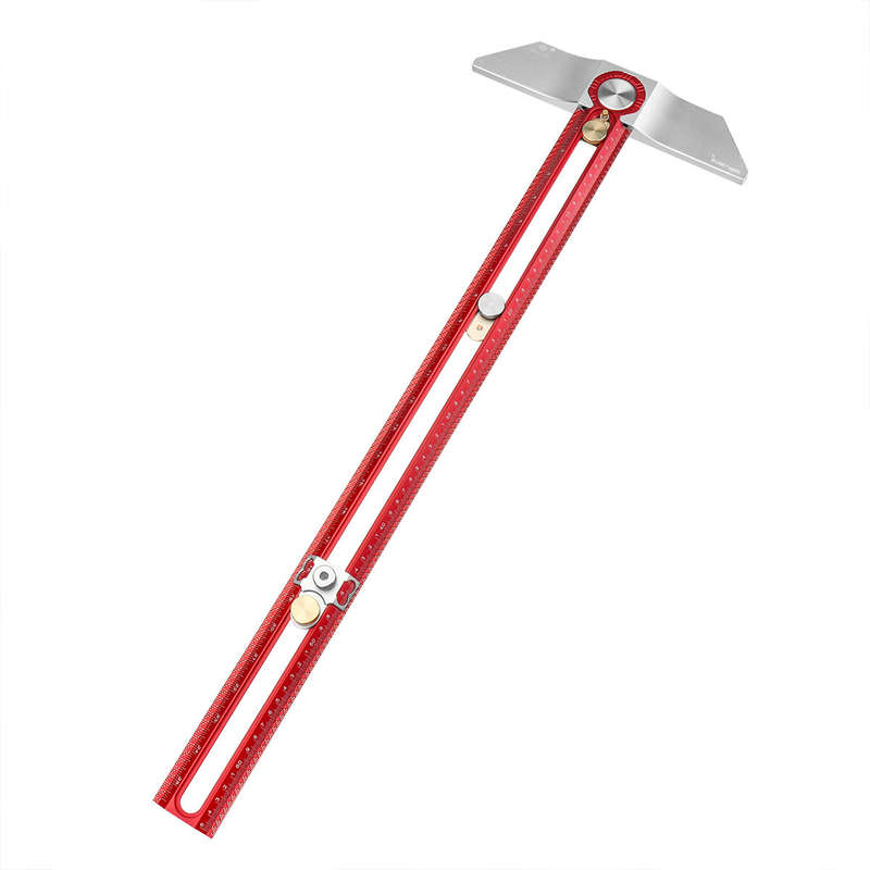 HONGDUI MT-2465 Woodworking Line Scriber Marking T Square Ruler Aluminum Alloy Hole Positioning Mark