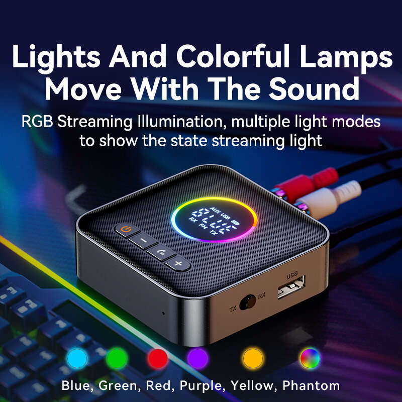 3 in 1 Digital Display bluetooth 5.4 Audio Transmitter Receiver FM Modulator Transmitter 3.5MM AUX R