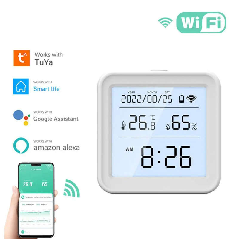 Smart WiFi Hygrometer Thermometer Sensor Indoor Temperature Humidity Monitor Works with Alexa Google