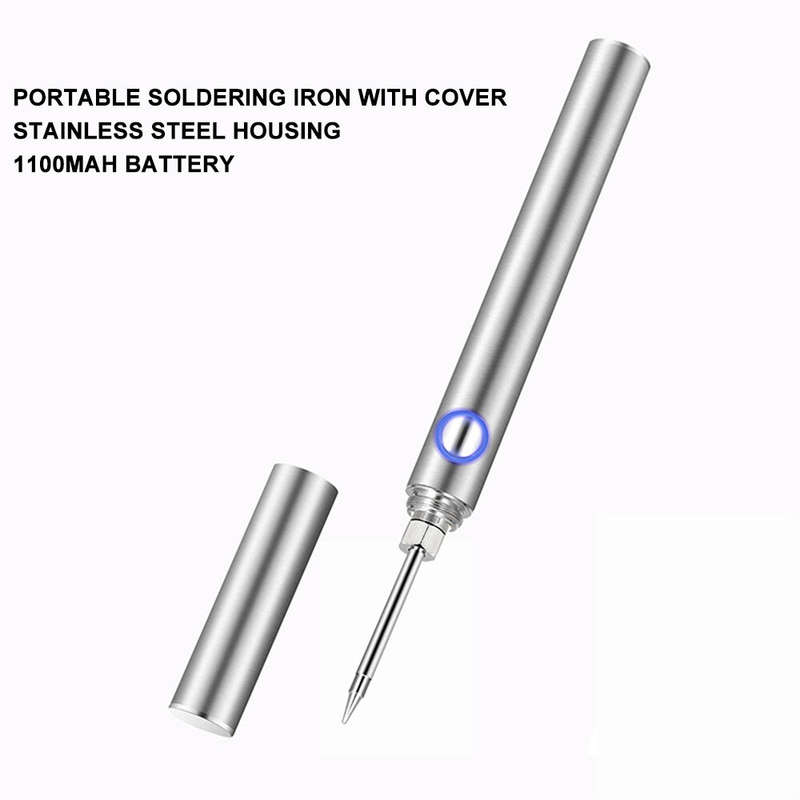 Drillpro 1100mAh Mini Portable Cordless Soldering Iron with Cover Stainless Steel Case Ideal for DIY