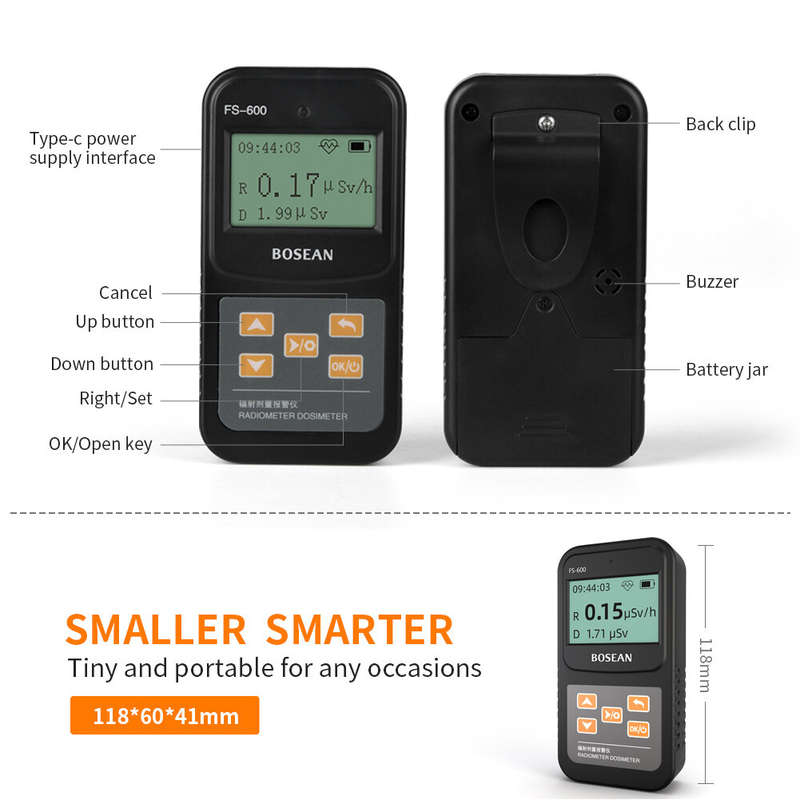 BOSEAN FS-600 Counter Nuclear Radiation Tester Radioactive Tester X-ray -ray -ray Rechargeable Handh