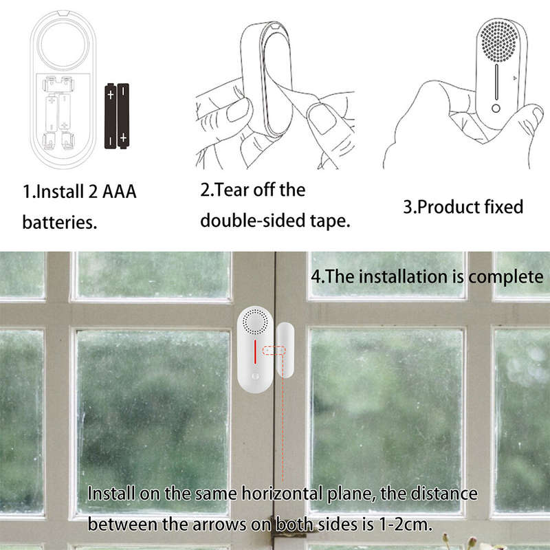 Tuya Smart WiFi Door Window Sensor Door Open/Closed Detectors Sound and Light Alarm Timer Alarming A