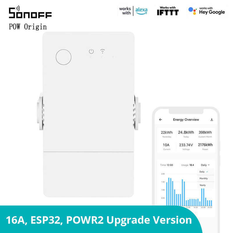 SONOFF Pow Origin 16A Wifi Smart Power Meter Switch Overload Protector Relay Device Energy Monitorin