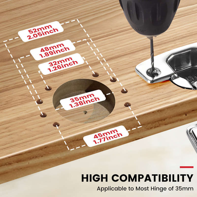 ENJOYWOOD Concealed Hinge Jig with Quick Clip and Dust Vacuum Adapter Concealed Door Hinge Jig 35mm