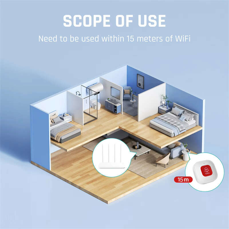 Tuya WiFi Smart SOS Call Button Wireless Caregiver Pager Phone Alert Transmitter Emergency Call Butt