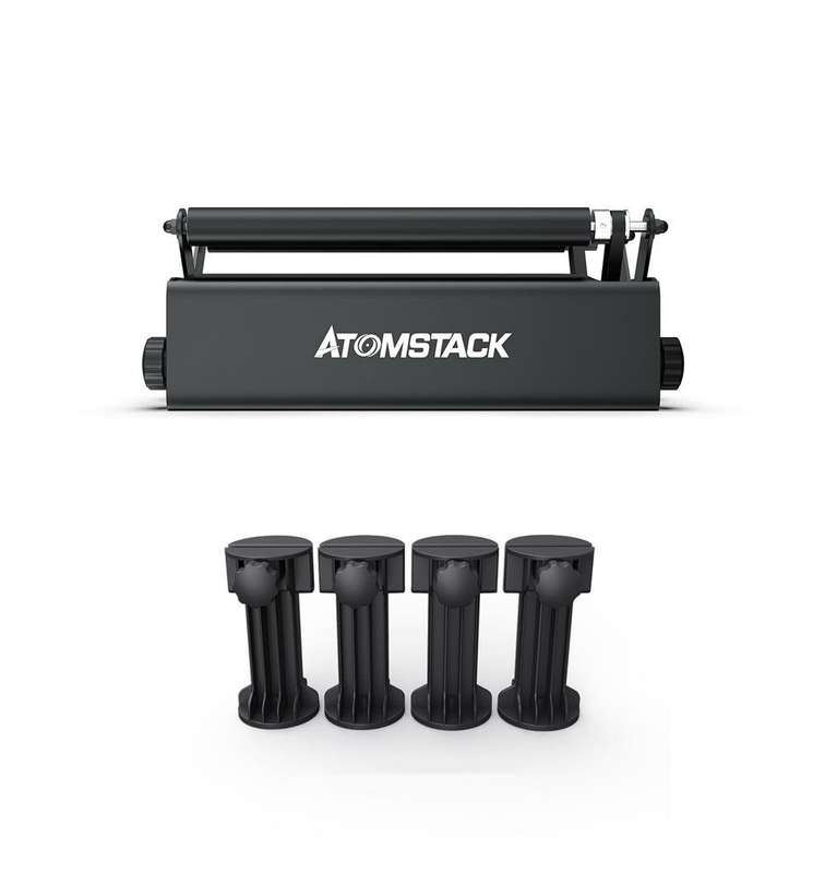 GEEKCREITxATOMSTACK R3 Automatic Rotary Roller for Laser Engraving Machine Wood Cutting Design Deskt