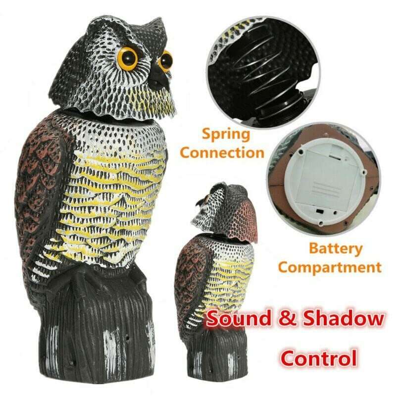Outdoor Owl Bird Repellent Mouse Deterrent with Electronic Shake Head Feature Generic Realistic 360