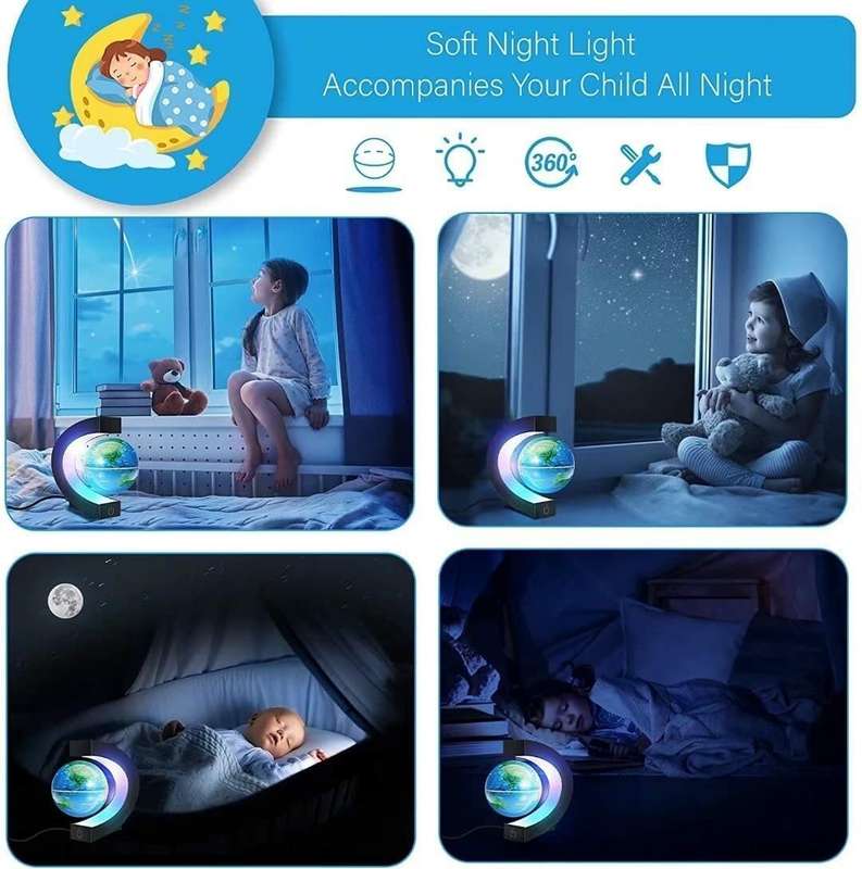 Magnetic Levitating Globe World Map with LED light Home Office Decoration Educational Gifts for Kids