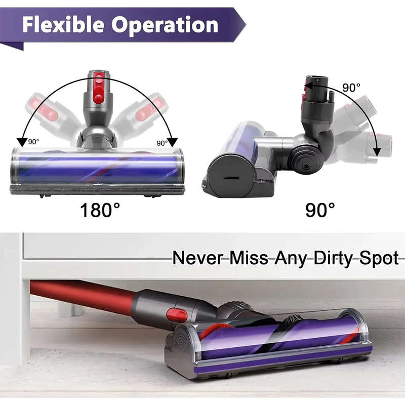 Direct Drive Cleaner Head forDyson V7 V8 V10 V11 V15 Vacuum Cleaner ABS Nylon Carbon Fiber Rotating