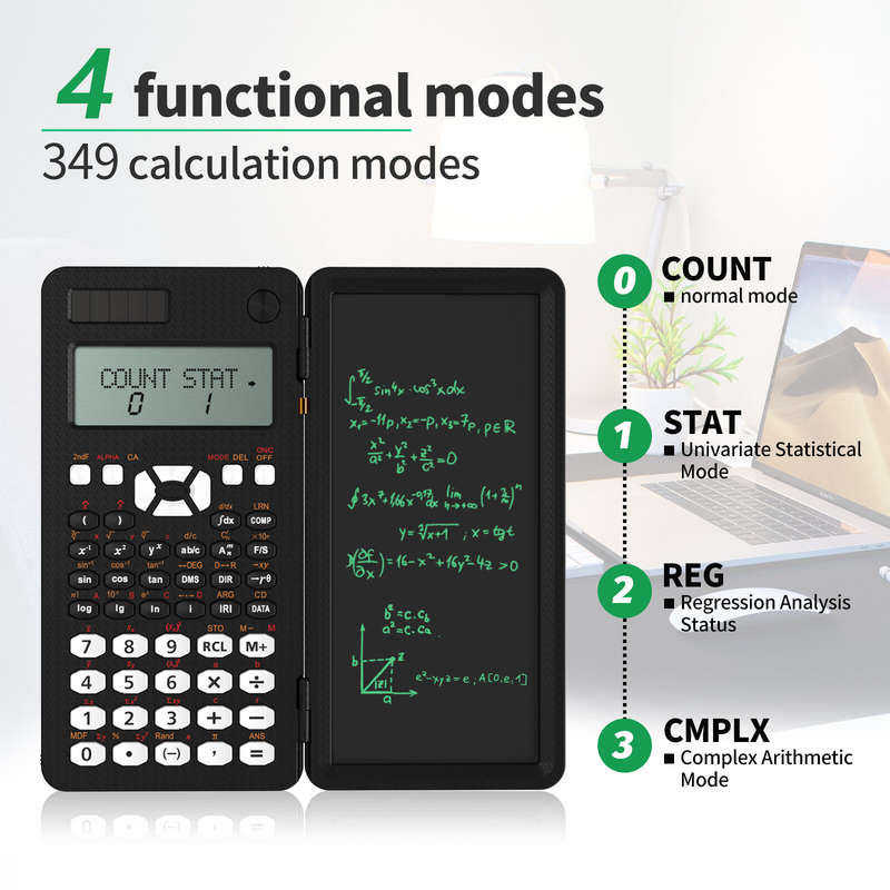 NEWYES 991MS 6.5 Inches Scientific Calculator with LCD Writing Tablet and 349 Functions Solar Energy