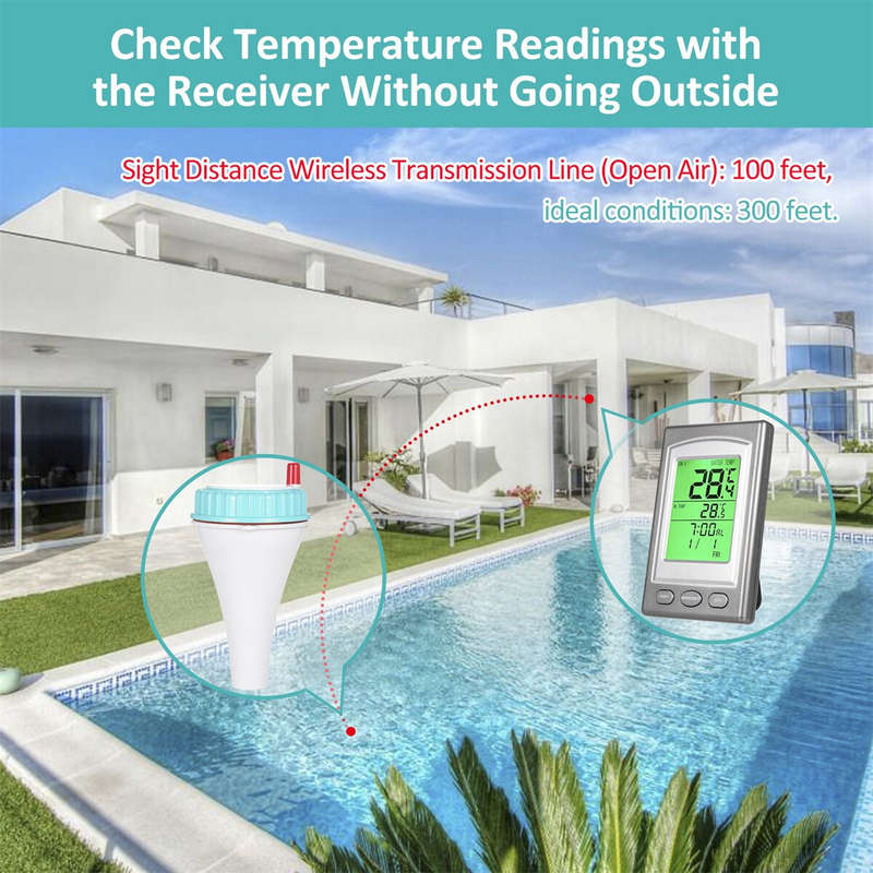 Solar-Powered Wireless Floating Pool Thermometer High Precision Sensor Long-Range Connectivity Easy