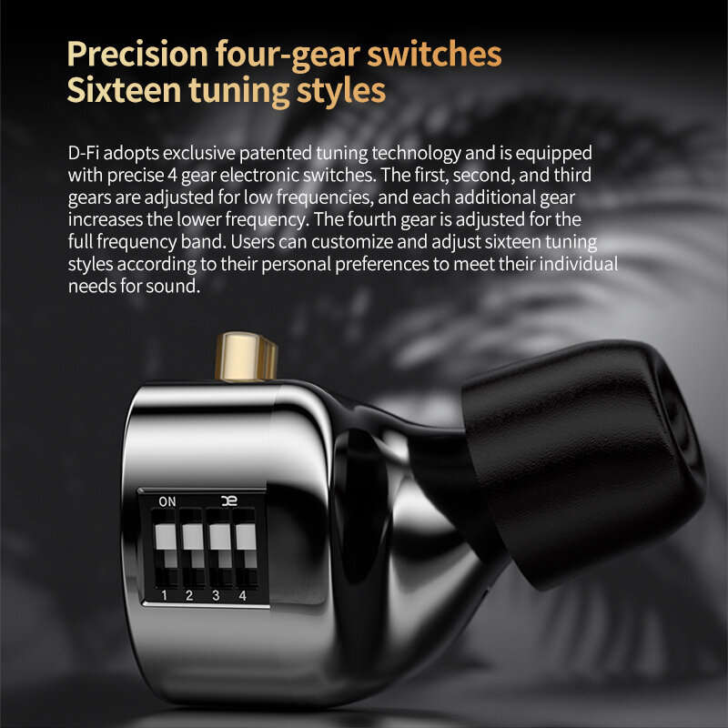 KZ D-Fi Wired Earphone HiFi Sound Bass 10mm Dual Magnetic Dynamic Drivers Four-speed Tuning 3.5mm Er