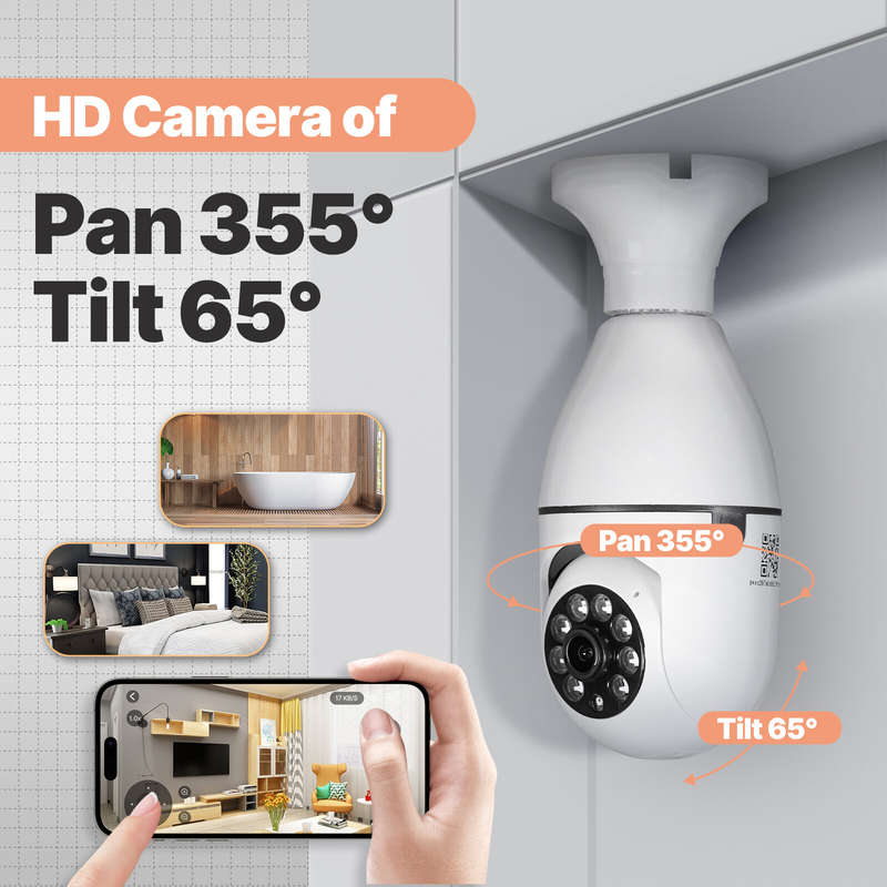 MoesHouse E27 3MP HD Tuya Smart WiFi Bulb Camera Full Color Night Vision PTZ Cam Auto Tracking Motio