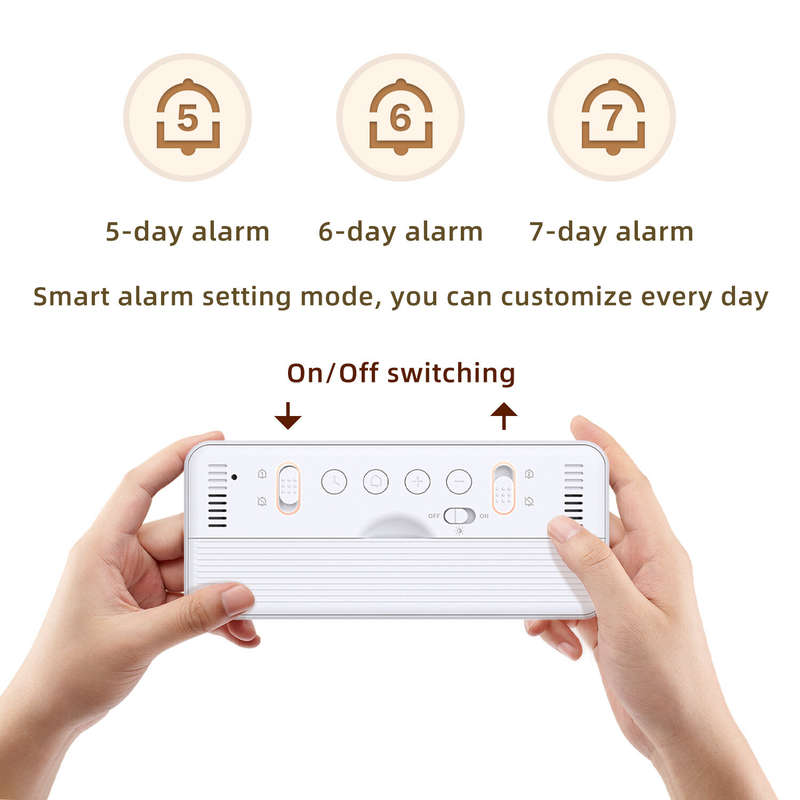 LCD Smart Digital Alarm Clock with Large Display Thermometer Hygrometer Anti-Slip Bottom with Night