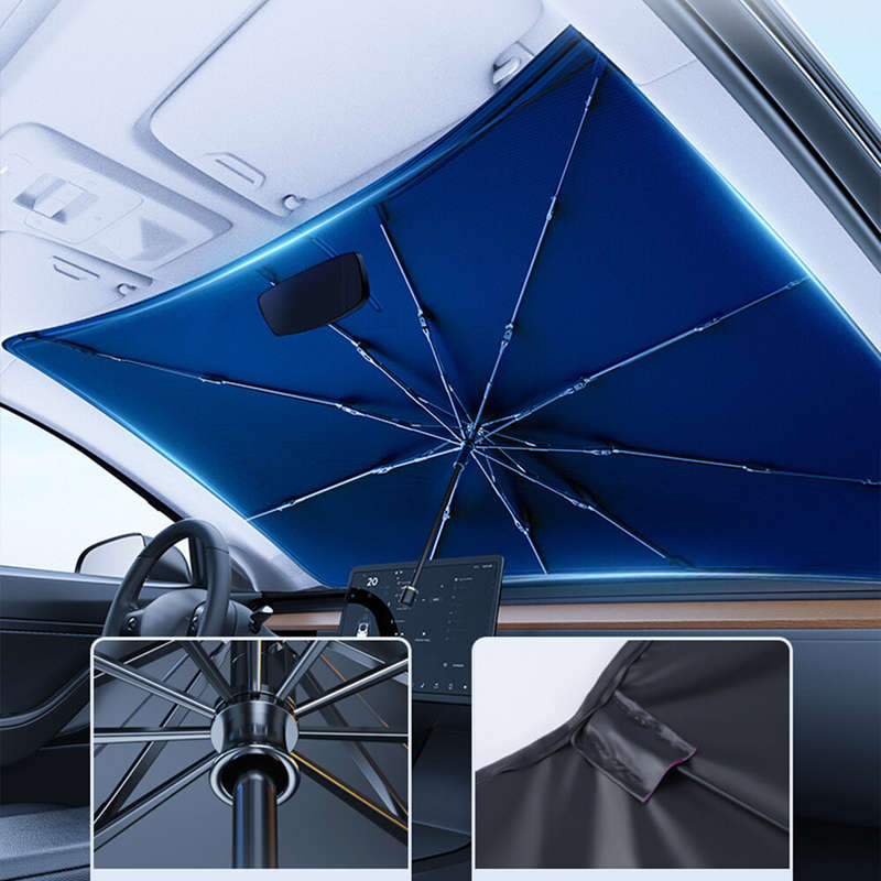 Car Sunshade Umbrella V-neck Telescopic Sun Shield Car Front Windshield Umbrella Sunscreen Insulatio