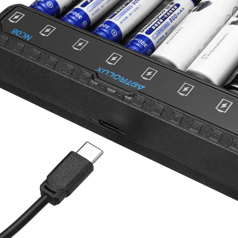 Astrolux NC08 8 Slot Intelligent Charger For Ni-MH/Ni-Cd/Li-ion AA AAA 1.5V 14500 10440 Battery Type