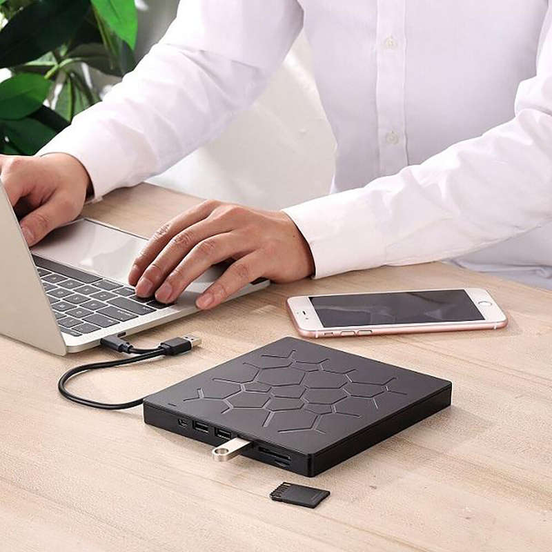 External CD/DVD Drive USB 3.0 Type-C 6 in 1 DVD Drive Player Optical Drive With SD/TF & USB3.0 Slots