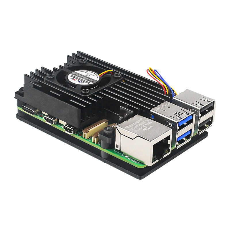 Raspberry Pi 5 Aluminum Alloy Case Metal Shell with Fan Heatsinks Active Passive Cooling Radiator fo
