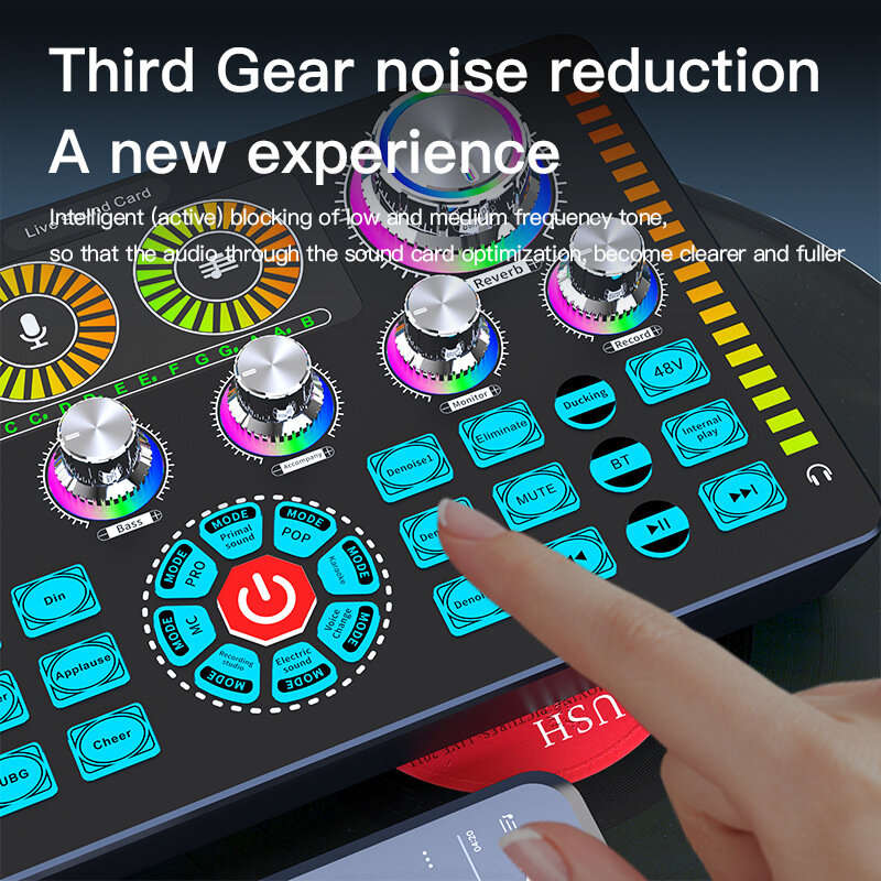 Q7 Live Sound Card Sound Mixer Podcast Karaoke Home Studio Record Professional Soundcard bluetooth M