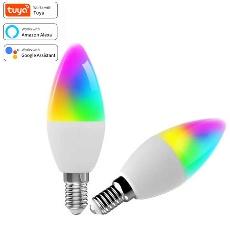 5W WiFi Smart Bulb E14 RGB+WW+CW Works With TUYA APP Alexa Compatible 2.4GHz Voice Control Energy Ef