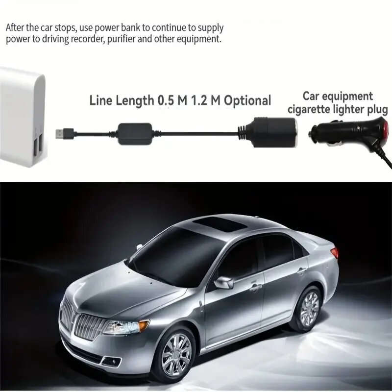 5V 2A USB To 12V Car Connection Cable Socket USB Male to Female Car Connection Cable Adapter Convert