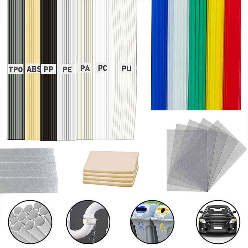 120-Piece Plastic Welding Kit with TPO PP ABS PC TPU PE Rods and Repair Mesh - Durable Versatile and