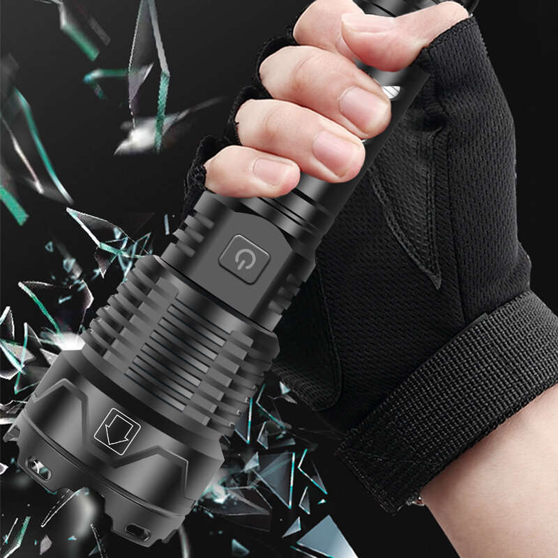 Type-C USB Rechargeable Super Bright XHP70 LED Flashlight Multi-Use Torch Rechargeable Telescopic Zo