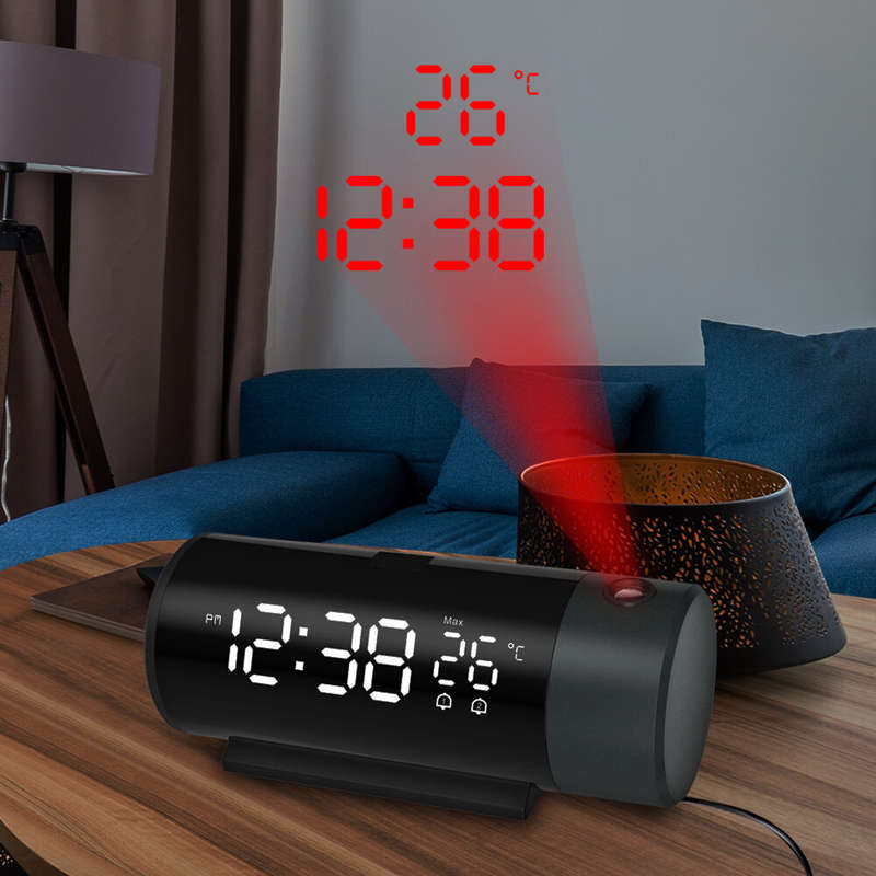 AGSIVO LED Digital Projection Alarm Clock with Projection on Ceiling Wall / Snooze / Temperature Dis