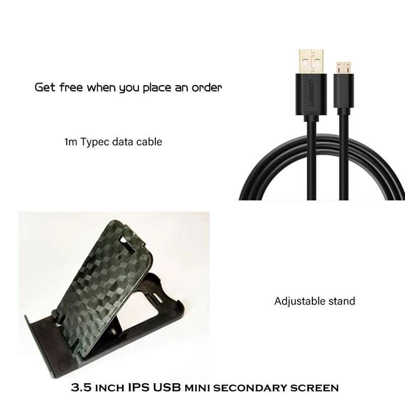 3.5 Inch IPS TYPE-C Secondary Screen CPU GPU RAM HDD Monitoring USB Display Freely AIDA64 for Mini I